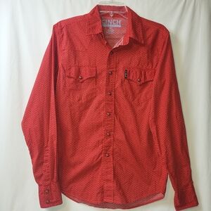 Cinch Men's Red Patterned Casual Shirt